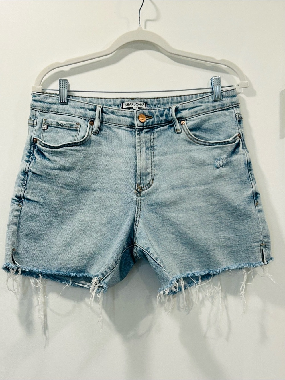 Dear John Light Wash Distressed Denim Shorts